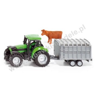 Traktor z przyczepą dla zwierząt + fig. krowy