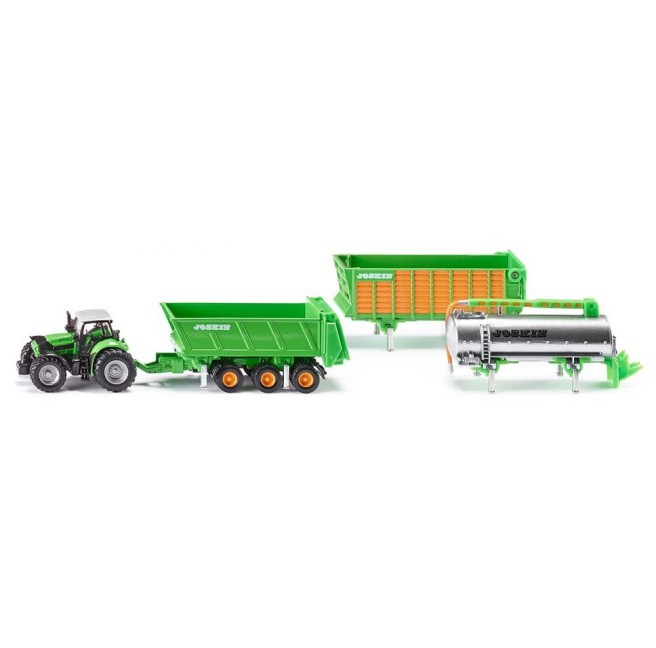 Siku 1848 Traktor Deutz Agrotron X720 + zestaw przyczep 1/87