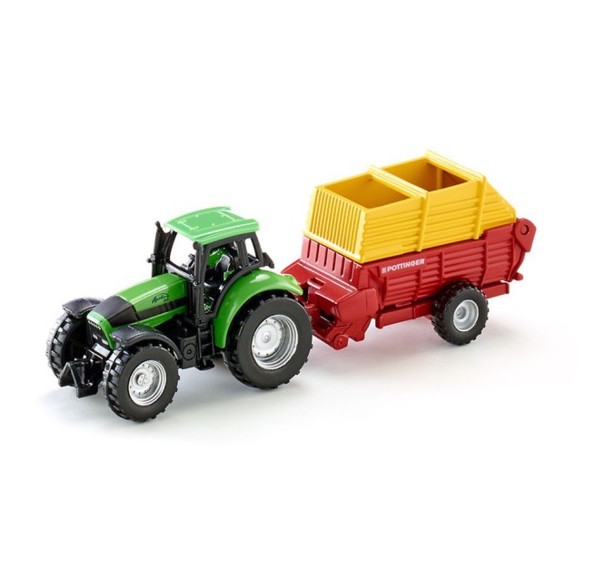 Siku 1676 Deutz Argotron 265 Traktor mit Pottinger Boss Alpin Anhänger 1/87