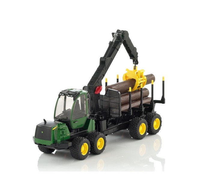 Bruder 02133 Ładowacz John Deere 1210E z chwytakiem i 4 pniami