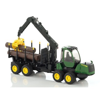 Bruder 02133 Ładowacz John Deere 1210E z chwytakiem i 4 pniami