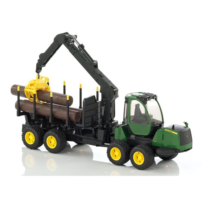 Bruder 02133 Ładowacz John Deere 1210E z chwytakiem i 4 pniami