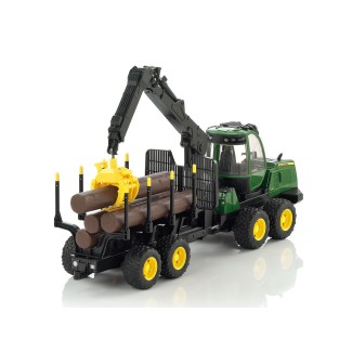 Bruder 02133 Ładowacz John Deere 1210E z chwytakiem i 4 pniami