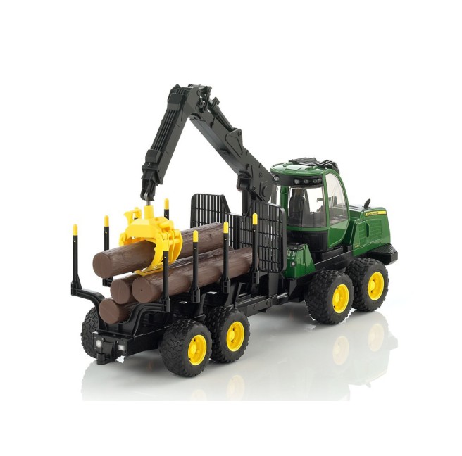 Bruder 02133 Ładowacz John Deere 1210E z chwytakiem i 4 pniami