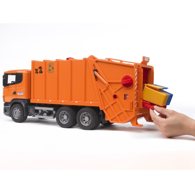 Bruder 03560 Scania R Śmieciarka pomarańczowa