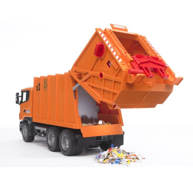 Bruder 03560 Scania R Śmieciarka pomarańczowa
