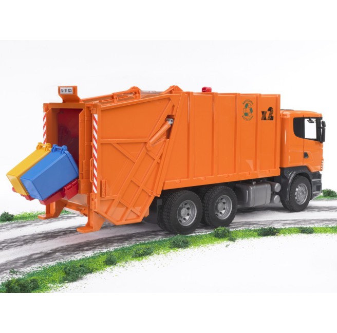 Bruder 03560 Scania R Śmieciarka pomarańczowa
