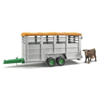 Bruder 02227 Przyczepa 2-osiowa z figurką krowy