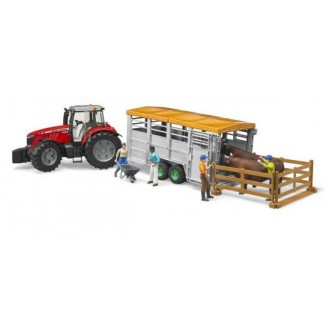 Bruder 02227 Przyczepa 2-osiowa z figurką krowy Bruder 02227 Przyczepa 2-osiowa z figurką krowy