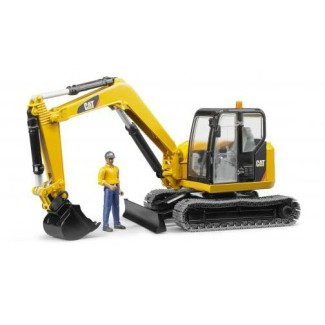 Bruder 02466 Minikoparka Caterpillar z figurką robotnika