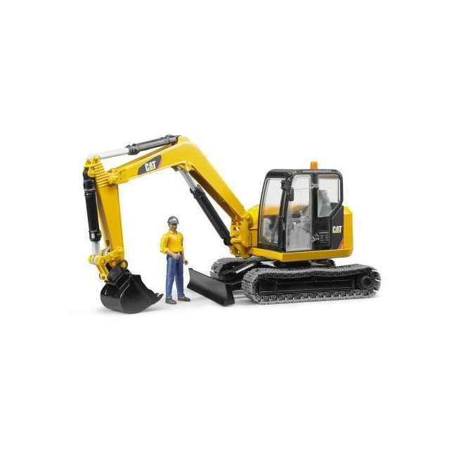 Bruder 02466 Minikoparka Caterpillar z figurką robotnika