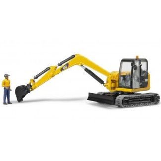 Bruder 02466 Minikoparka Caterpillar z figurką robotnika