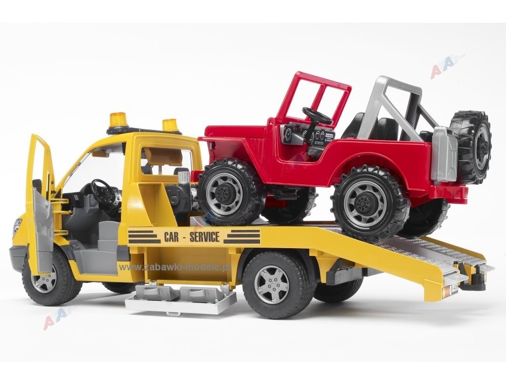 Toy Bruder 02535 MB Sprinter pomoc drogowa + Jeep i sygnały