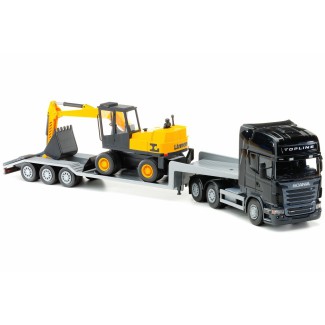 Emek 30803 Scania R Topline transporter z koparką