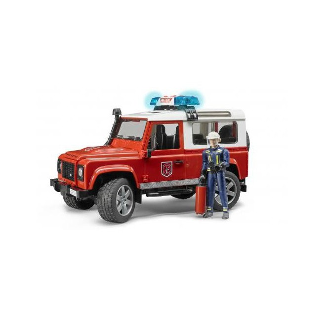 Bruder 02596 Land Rover Defender straż pożarna z figurką strażaka i modułem