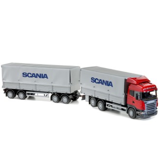 Emek 40805 Scania plandeka z przyczepą - kabina czerwona