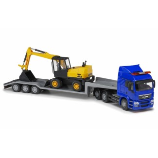 Emek 30794 MAN TGS LX transporter niebieski z koparką