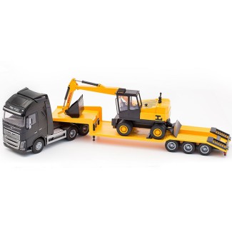 Emek 33753 Volvo FH16 New czarne z naczepą i koparką