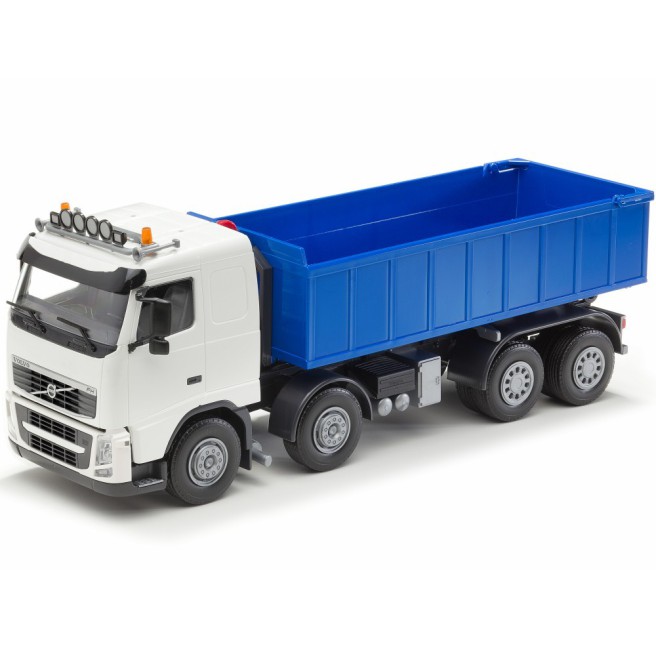 Emek 20752 Volvo FH hakowiec biały z kontenerem niskim niebieskim