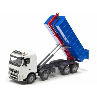 Emek 20752 Volvo FH hakowiec biały z kontenerem niskim niebieskim