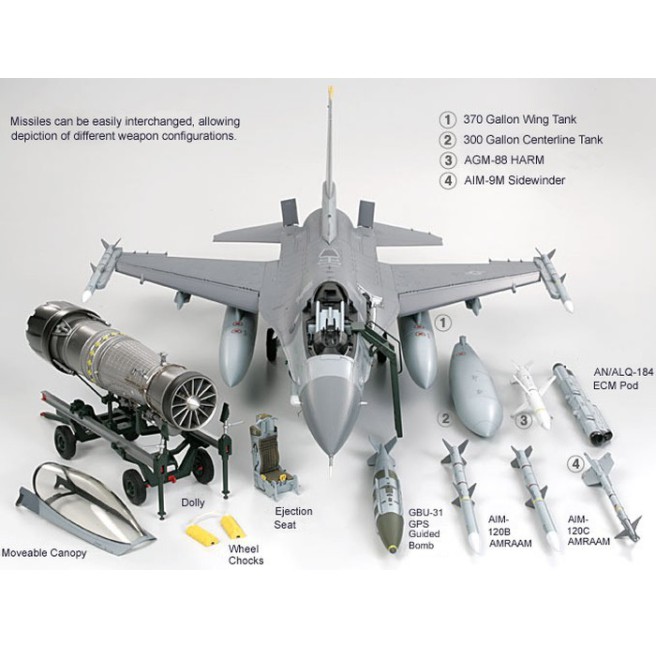 Tamiya 60315 1/32 Lockheed Martin F-16CJ Blk 50 (Fighting Falcon) - foto 6 Tamiya 60315 1/32 Lockheed Martin F-16CJ Blk 50 (Fighting Falcon) - foto 6