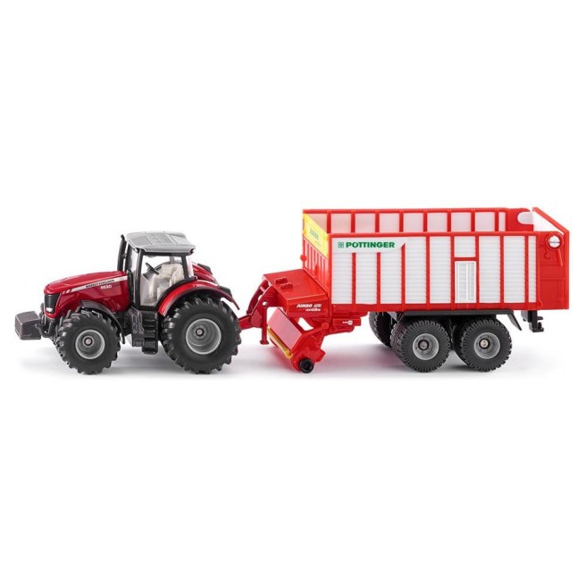 Siku 1987 Traktor MF mit Anhänger Pottinger 1/50