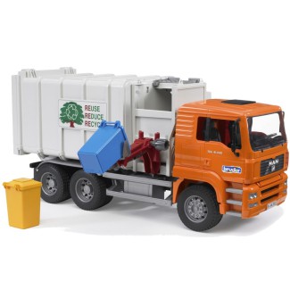 Bruder 02761 MAN śmieciarka boczna - pomarańczowa