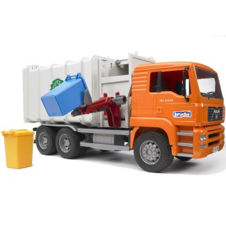 Bruder 02761 MAN śmieciarka boczna - pomarańczowa