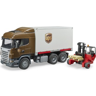 Bruder 03581 Scania R kurier UPS z podnośnikiem