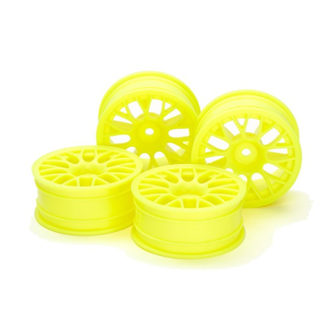 Tamiya 54850 Gelbe RC 24mm Med-Narrow Mesh Felgen Yellow/Offset +2