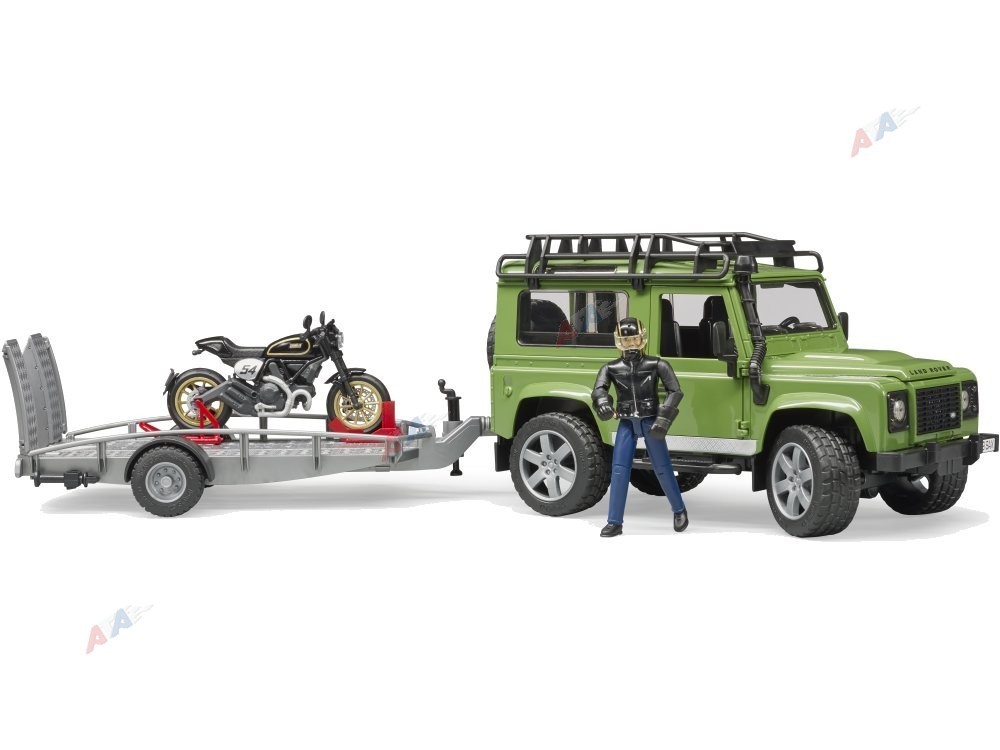 Bruder 02598 Land Rover Defender Station Wagon z Ducati Scrambler Caffe ...