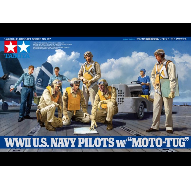 Tamiya 61107 1/48 WWII US Navy Pilots w/Moto Tug -foto 1