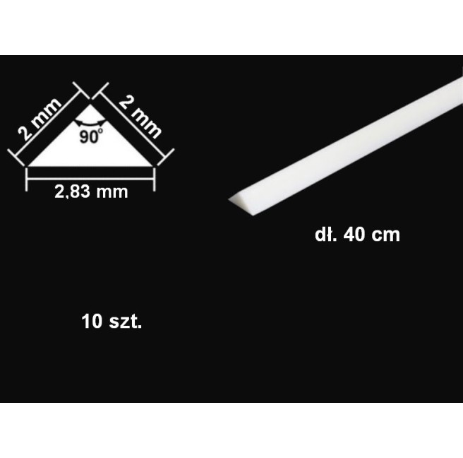 Tamiya 70116 2mm Triangle Polystyrene Rods, Pack of 10