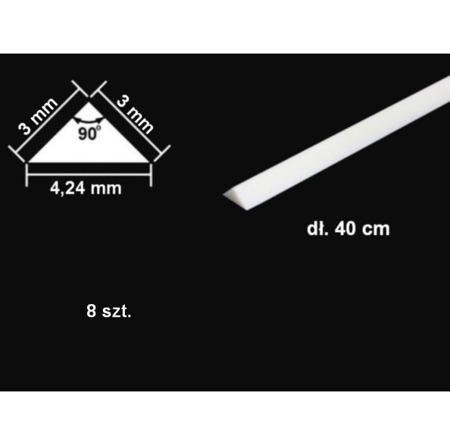 Triangle Polystyrene Rod 3mm - 8 Pack