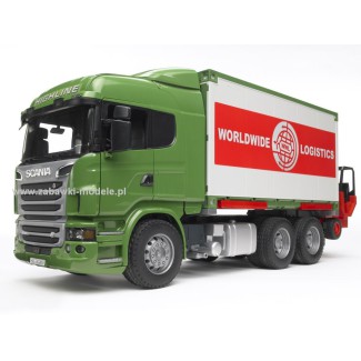 Bruder 03580 Scania R kontener z wózkiem widłowym i paletami