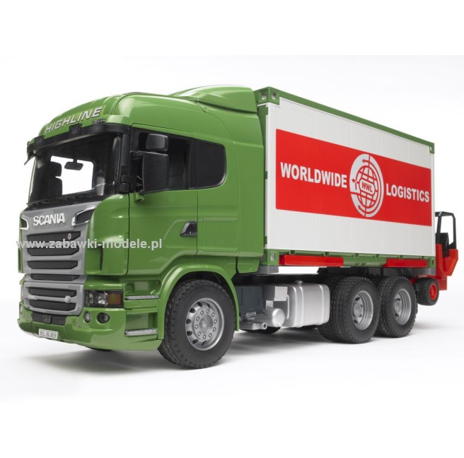 Bruder 03580 Scania R kontener z wózkiem widłowym i paletami