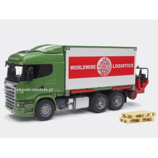 Bruder 03580 Scania R kontener z wózkiem widłowym i paletami
