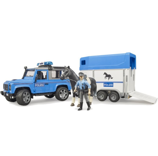 Bruder 02588 Land Rover Defender wóz policyjny z przyczepą i figurkami