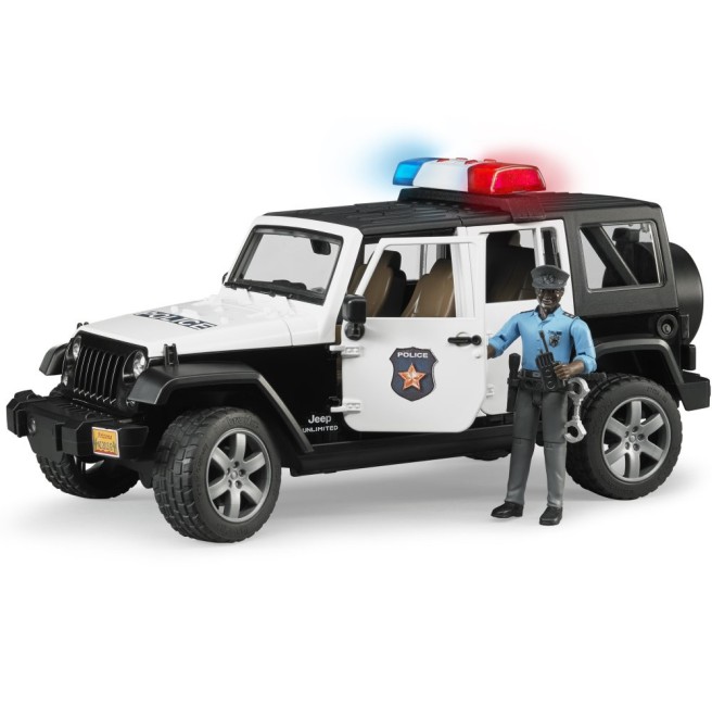 Bruder 02527 Jeep Wrangler Unlimited Rubicon policyjny z figurką policjanta czarnoskórego i sygnalizacją - foto 1