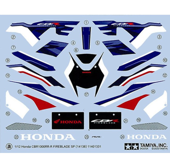 1/12 Honda CBR1000RR-R Kalkomanie für Tamiya 14138