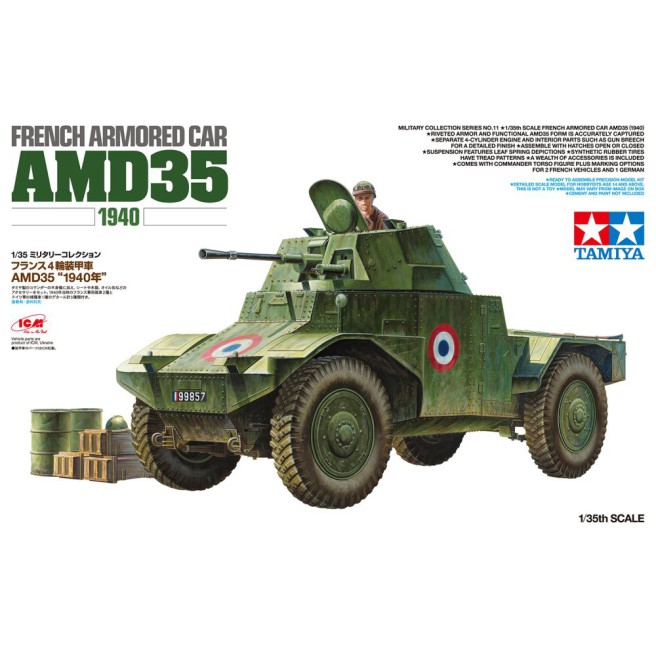 French Armored Car AMD35 1940 Model Kit by Tamiya 32411