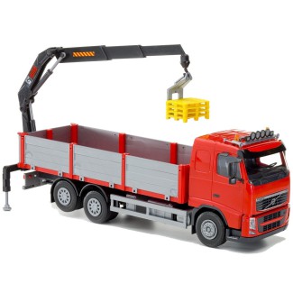 Emek 50455 Volvo FH czerwone skrzynia z żurawiem tylnym