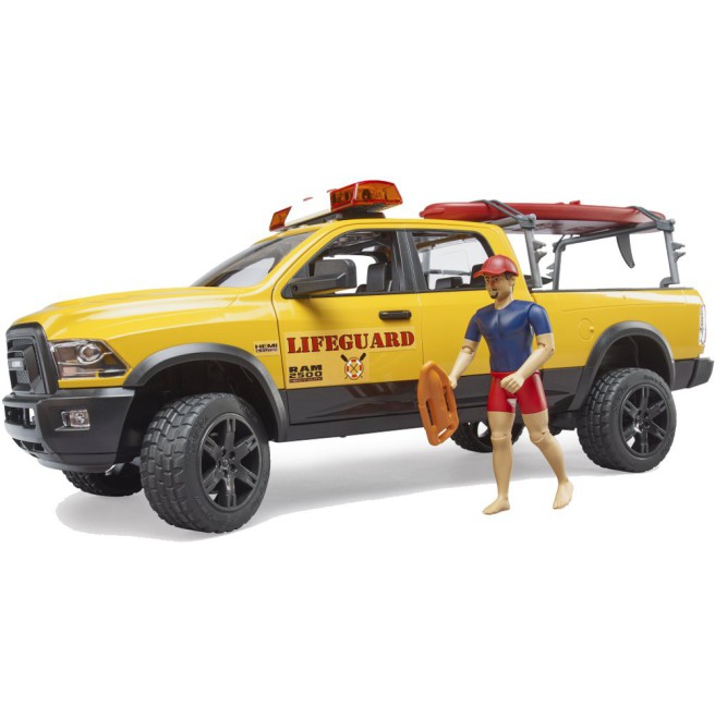 Bruder 02506 | Spielzeugauto Dodge RAM Life Guard mit Rettungsschwimmer