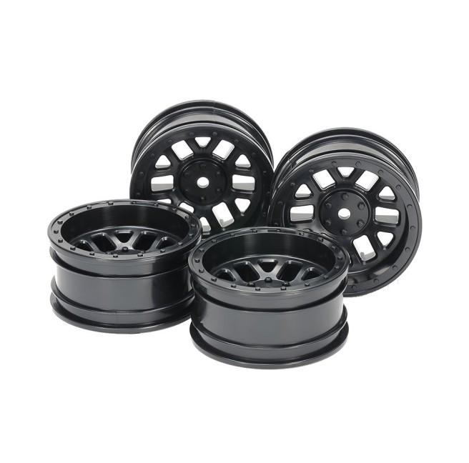 Black 12-Spoke Wheels 26/52mm +6 Offset for Tamiya CC-02