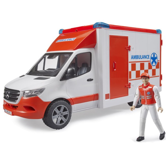 Bruder 02673 | Zabawka Auto Sprinter Ambulans z ratownikiem i sygnałami