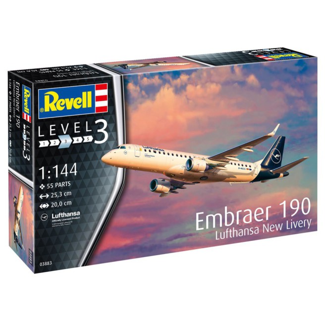 Embraer 190 Lufthansa "New Livery" 1:144 Model Airplane Kit by Revell