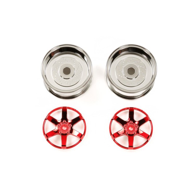 1:10 26mm Red Metallic Offset Wheels with +4 Offset for Tamiya 54552