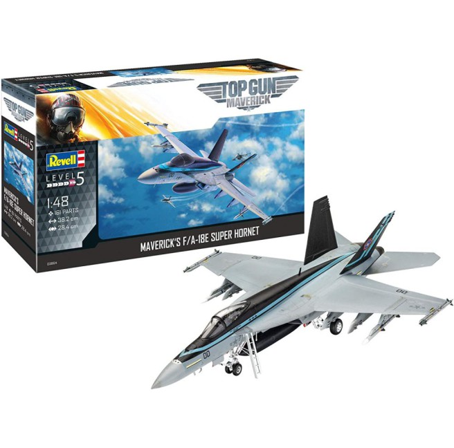 Revell F/A-18E Super Hornet – Modellino Top Gun Maverick Scala 1:48, 38 Cm, Livello 5 Per Esperti, Kit Da Montare