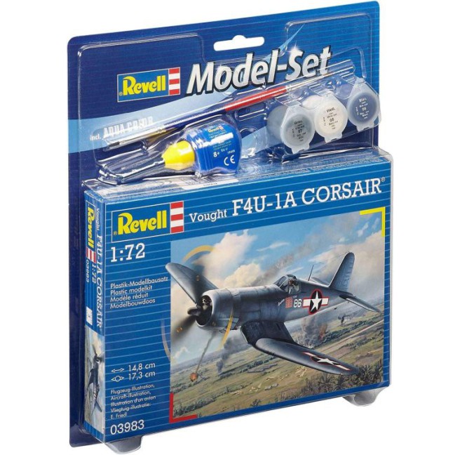 F4U-1A Corsair Model Kit 1:72 Scale with Paints and Tools