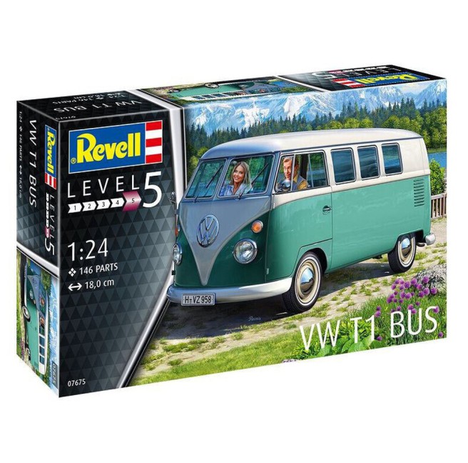 1/24 Samochód do sklejania VW T1 Bus + farby | Revell 67675